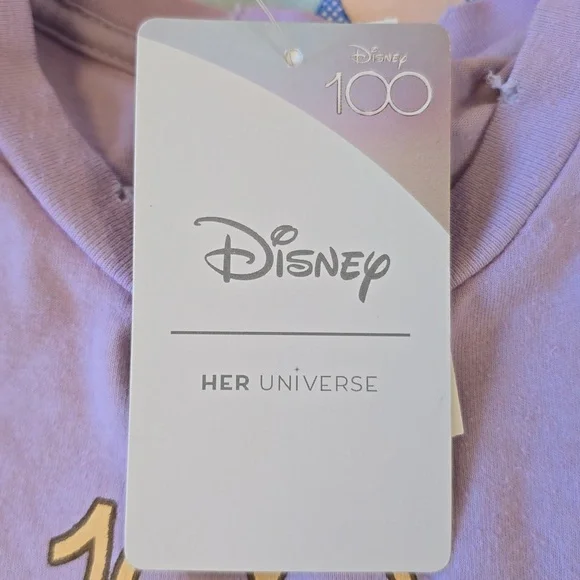 NWT Disney 100 Her Universe Cinderella Distressed Tee XS Purple - Picture 7 of 7